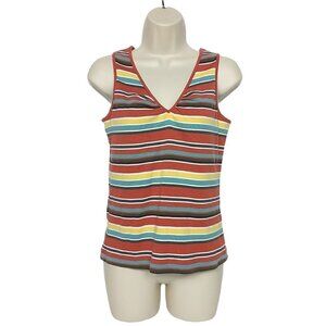 Cato Multicolored Striped Tank Top V Neck Medium
